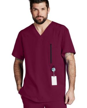 Healthcare Male Scrub Top Wine