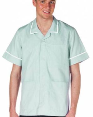 Healthcare Male Striped Tunic Eau de Nil Stripe/White Trim