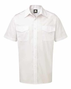 Premium Short Sleeve Mens Pilot Shirt White
