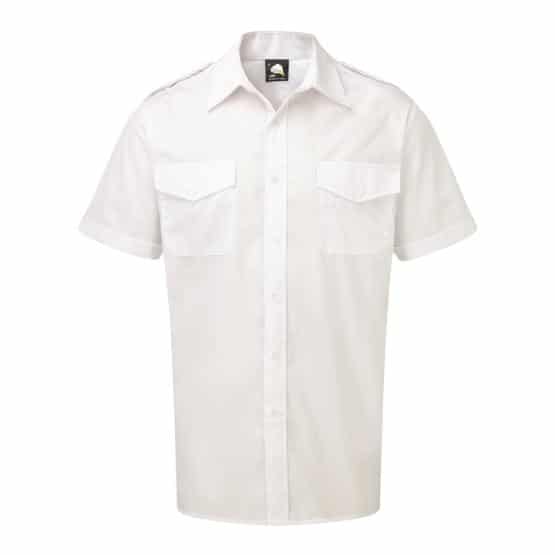 Premium Short Sleeve Mens Pilot Shirt White