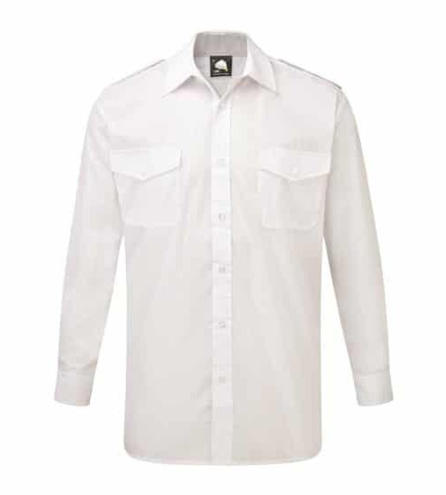Premium Long Sleeve Mens Pilot Shirt White