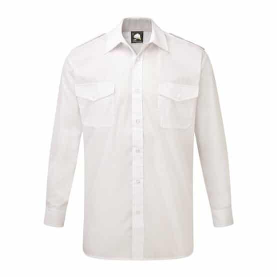 Premium Long Sleeve Mens Pilot Shirt White