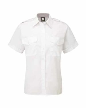 Premium Short Sleeve Womens Pilot Blouse White