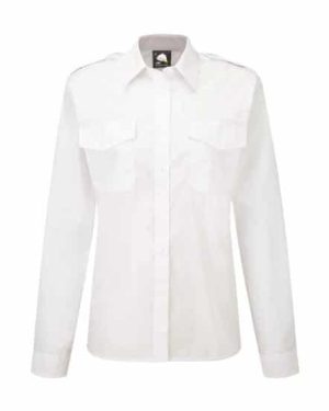 Premium Long Sleeve Womens Pilot Blouse White