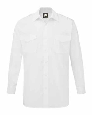 Essential Long Sleeve Mens Pilot Shirt White