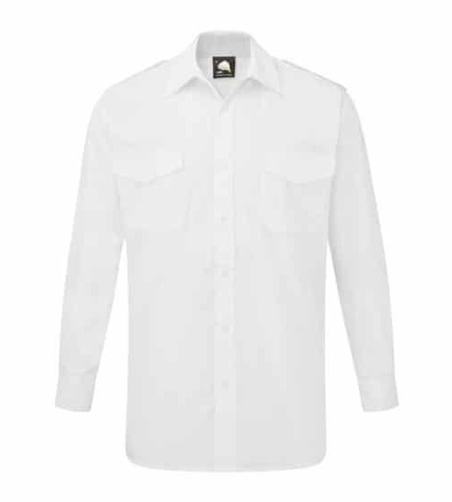 Essential Long Sleeve Mens Pilot Shirt White