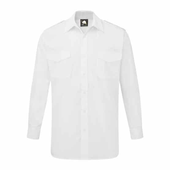 Essential Long Sleeve Mens Pilot Shirt White