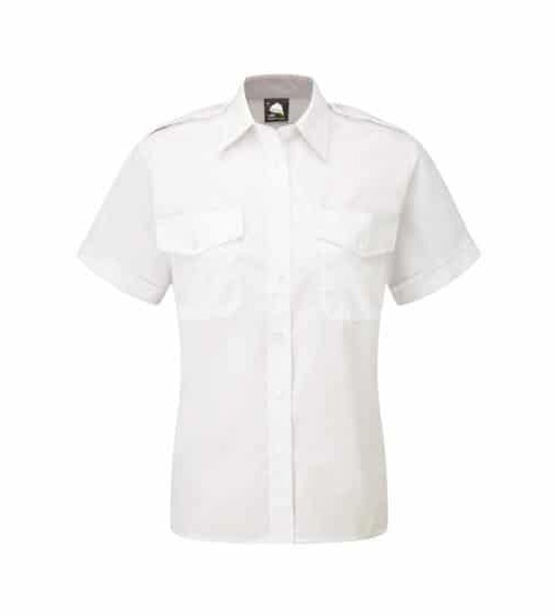 Classic Short Sleeve Womens Pilot Blouse White