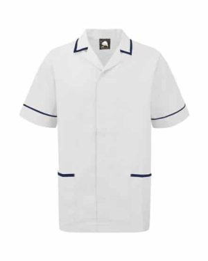 Darwin Mens Tunic White - Navy Trim