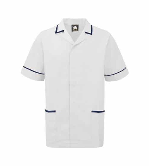 Darwin Mens Tunic White - Navy Trim
