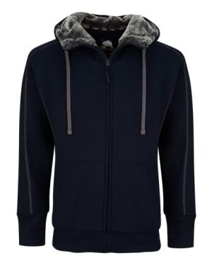 Crane Fur-Lined Hooded Unisex Sweatshirt Navy