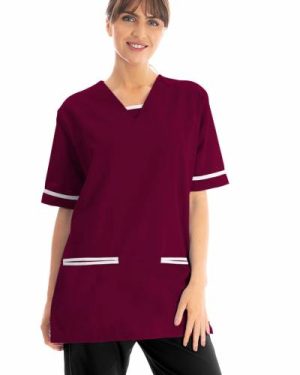 Healthcare Unisex Lightweight Scrub Top White/White Trim