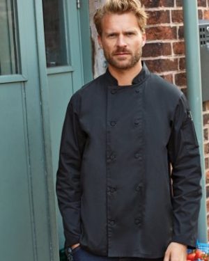 PR903 Premier Coolchecker® Long Sleeve Chef's Jacket Black