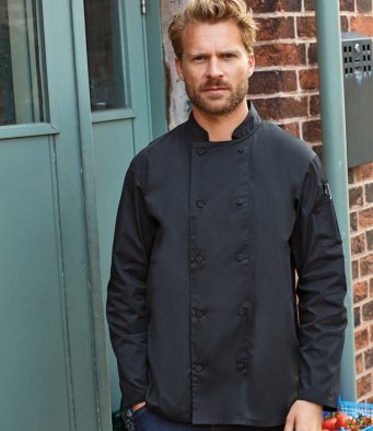 PR903 Premier Coolchecker® Long Sleeve Chef's Jacket Black