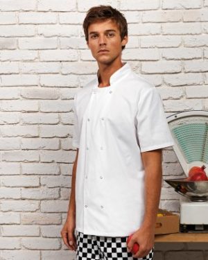 PR664 Premier Unisex Short Sleeve Stud Front Chef's Jacket