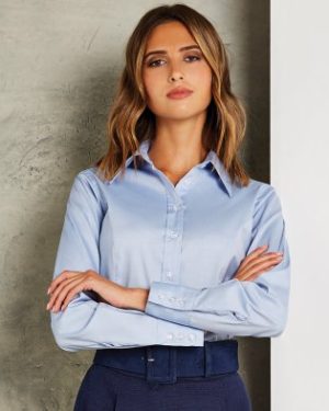 K702 Kustom Kit Womens Premium Long Sleeve Tailored Oxford Shirt