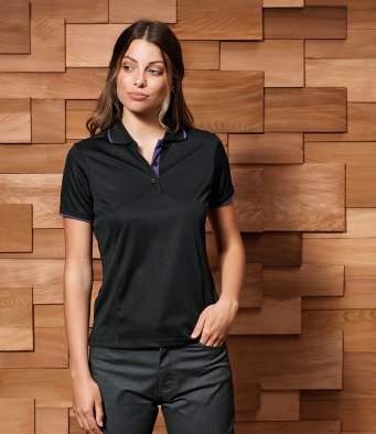 PR619 Premier Womens Contrast Coolchecker Pique Polo Shirt