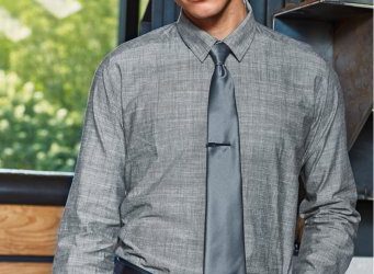 PR245 Premier Mens Cotton Slub Long Sleeve Chambray Shirt