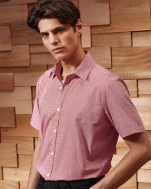 PR221 Premier Mens Gingham Short Sleeve Shirt