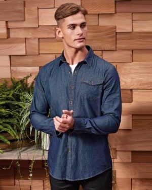 PR222 Premier Mens Jeans Stitch Denim Shirt