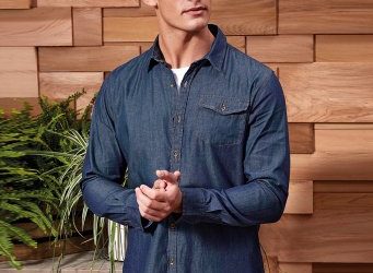 PR222 Premier Mens Jeans Stitch Denim Shirt