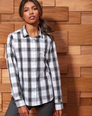 PR354 Premier Womens Ginmill Check Long Sleeve Shirt