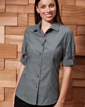 PR317 Premier Womens Cross-Dye Roll Sleeve Shirt