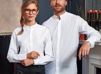 PR258 Premier Unisex Banded Collar Grandad Long Sleeve Shirt
