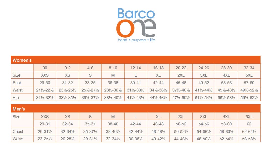 Barco One Size Guide