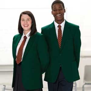 A young boy and girl in schoolwear