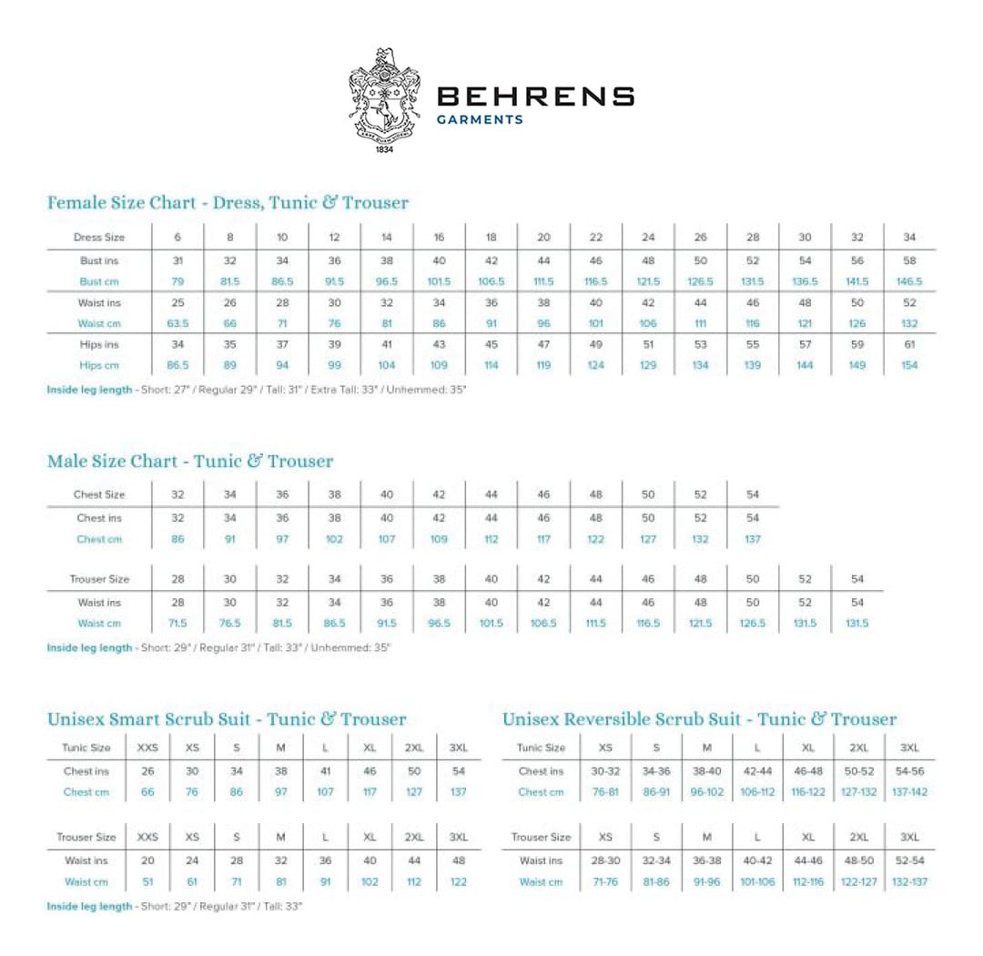 Behrens Size Guide