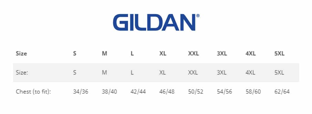 Gildan Size Guide