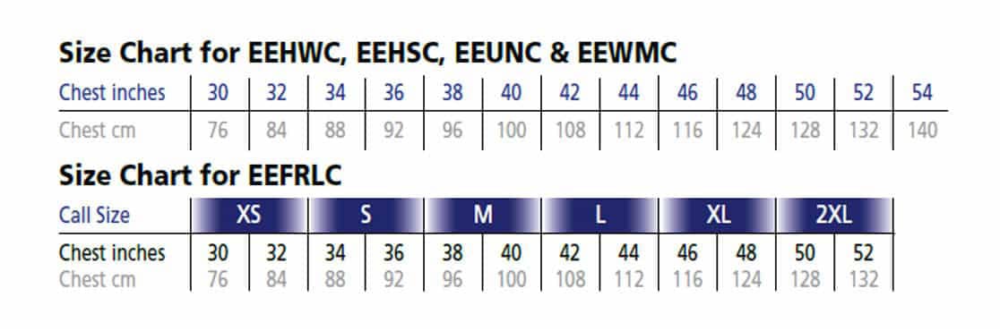 Howie and E & E Size Guide