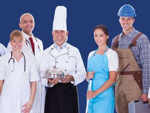 Men and Women wearing all kinds of workwear clothing