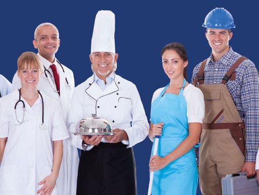 Men and Women wearing all kinds of workwear clothing Men and Women wearing all kinds of workwear clothing