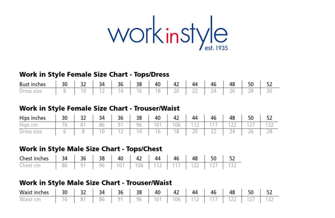 Work In Style Size Guide