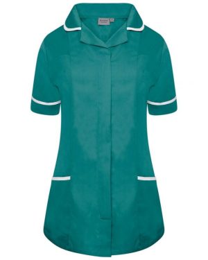 Healthcare Ladies Tunic Bottle Green/White Trim