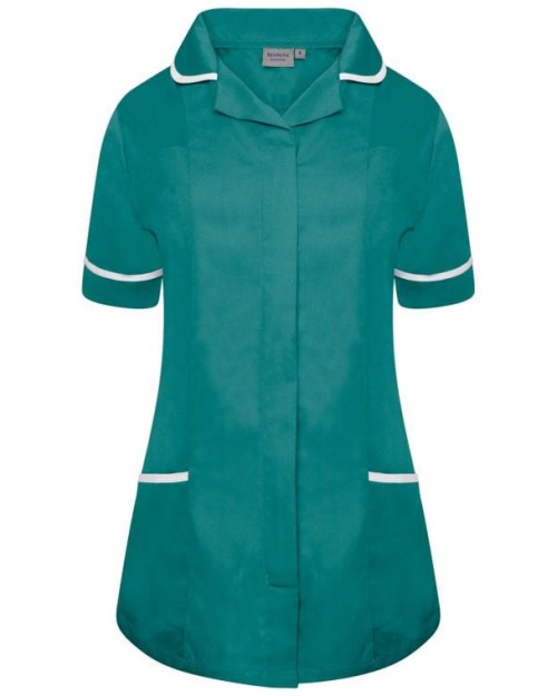 Behrens Ladies Zip Tunic - Healthcare Ladies Tunic Bottle Green/White Trim