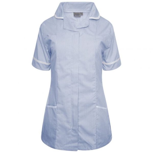 Healthcare Ladies Tunic Blue/White Stripe/White Trim